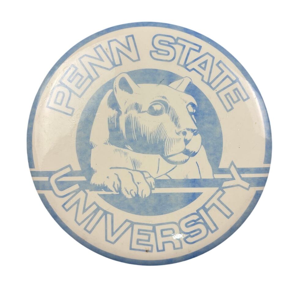 Vintage Penn State Pinback Pin PSU Nittany Lions Large Button 6"x6"